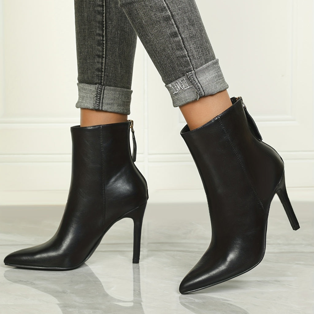 Sculpted Heeled Ankle Boots with Sleek Pointed Toe