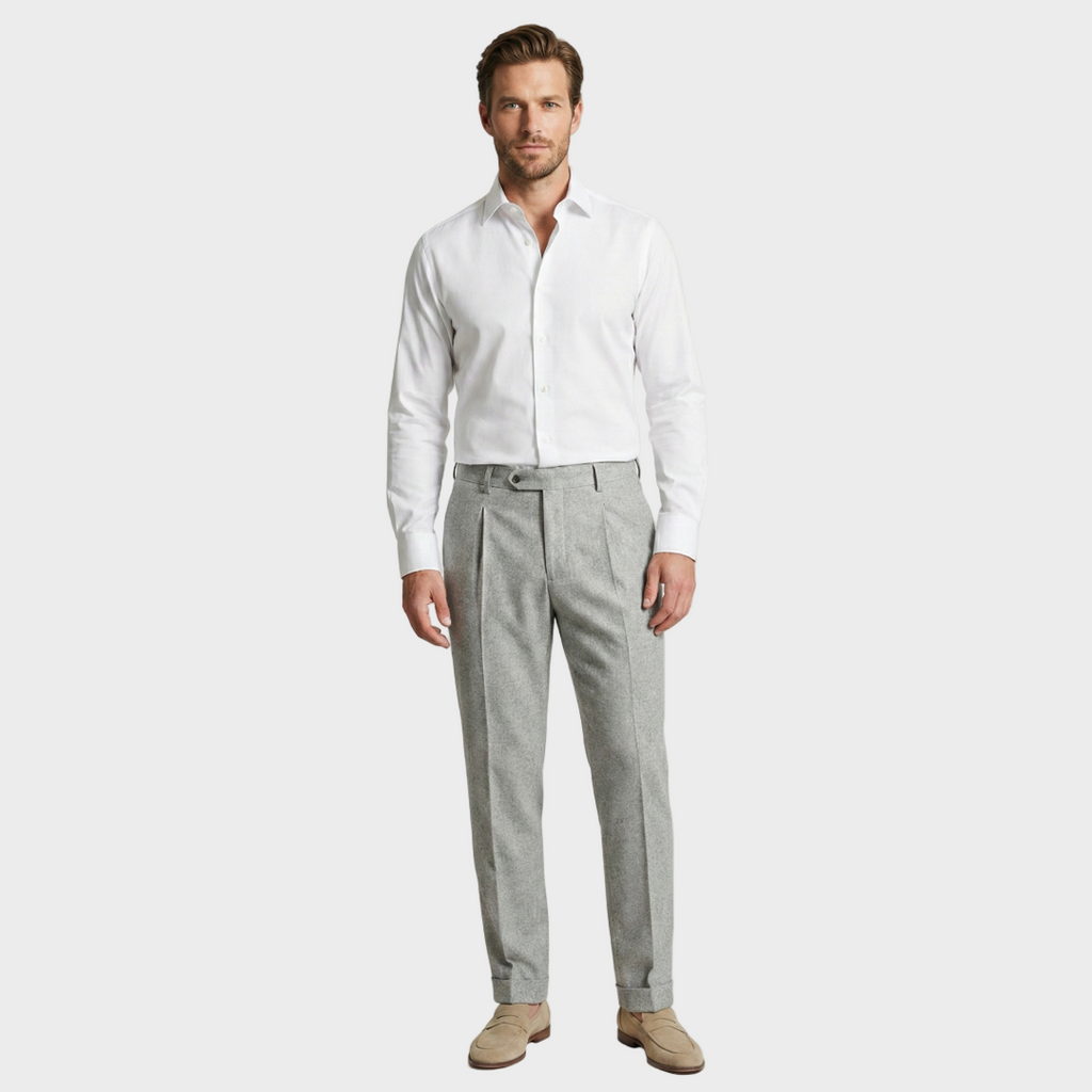 Tailored Wool Pleated Trousers