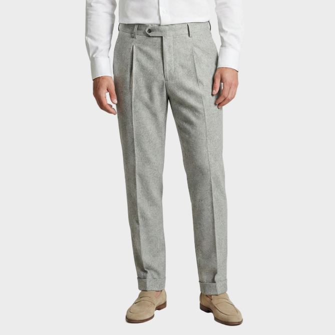 Tailored Wool Pleated Trousers