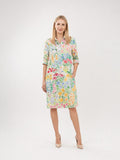Zayé Women's Wildflower Meadow Print Shirt Dress | Point Collar Three Quarter Sleeve Relaxed Fit
