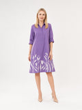 Zayé Women's Tulip Silhouette Hem Shirt Dress | Full Button Front Point Collar Three Quarter Sleeve
