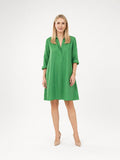 Zayé Women's Pullover Shirt Dress | Point Collar Short Placket Three Quarter Sleeve A-Line