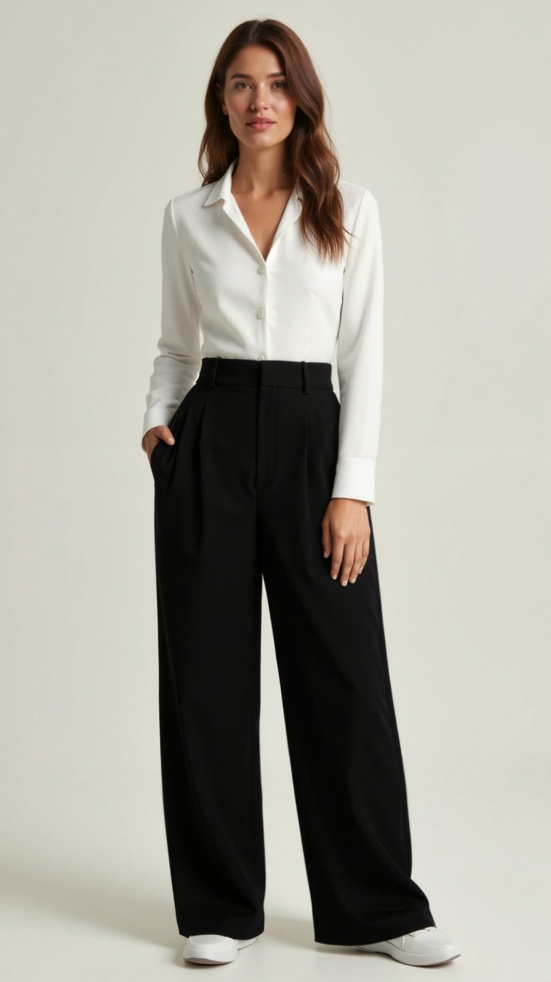 Tailored Wide-Leg Trousers with Refined Structure