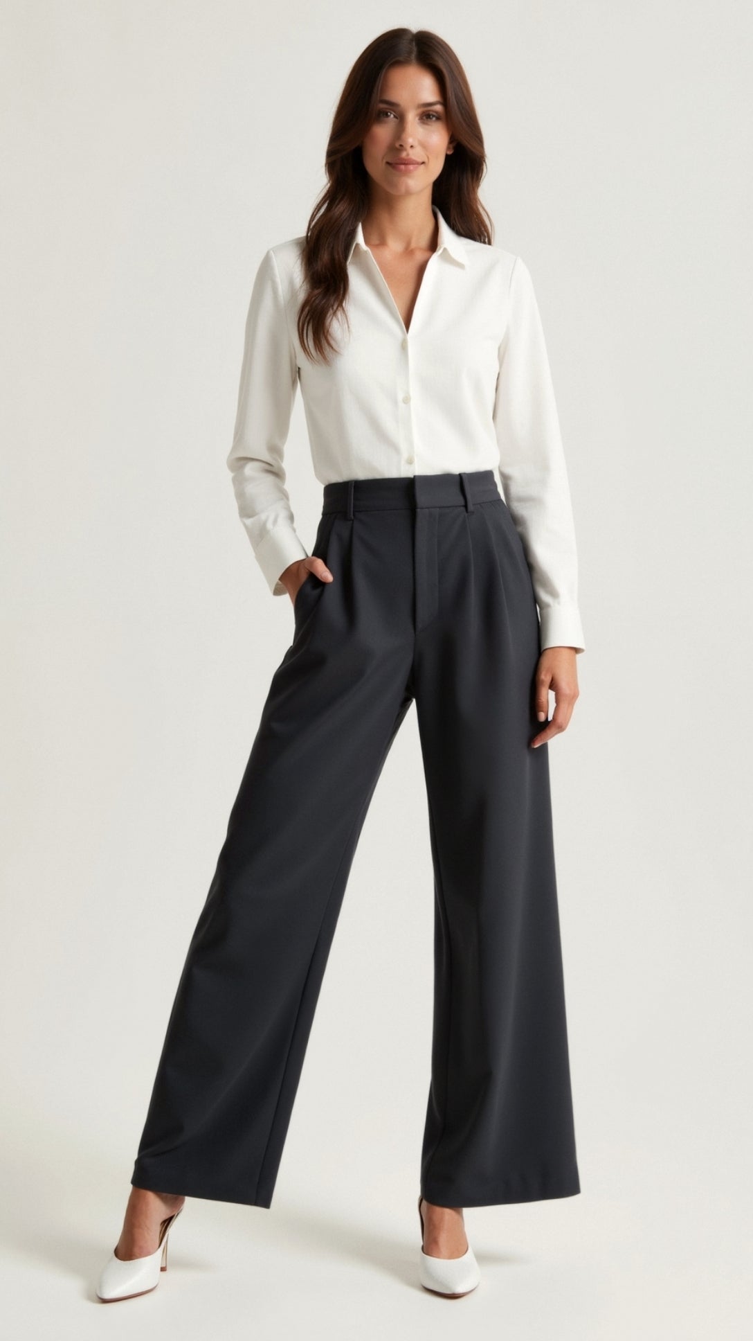 Tailored Wide-Leg Trousers with Refined Structure
