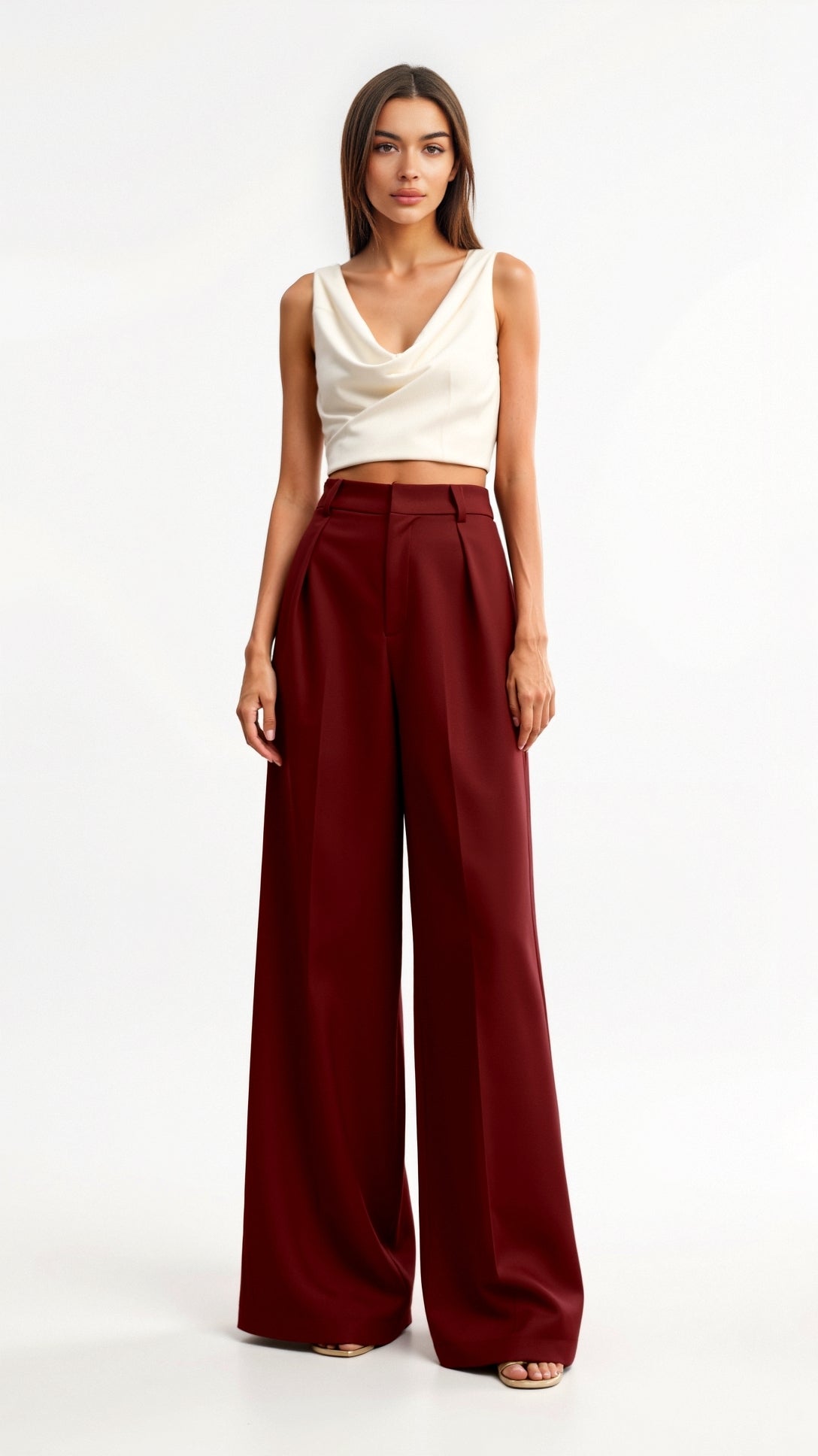 Tailored Wide-Leg Trousers with Refined Draping