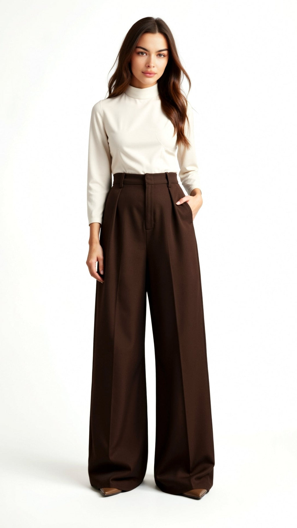 Tailored Wide-Leg Trousers with Refined Draping