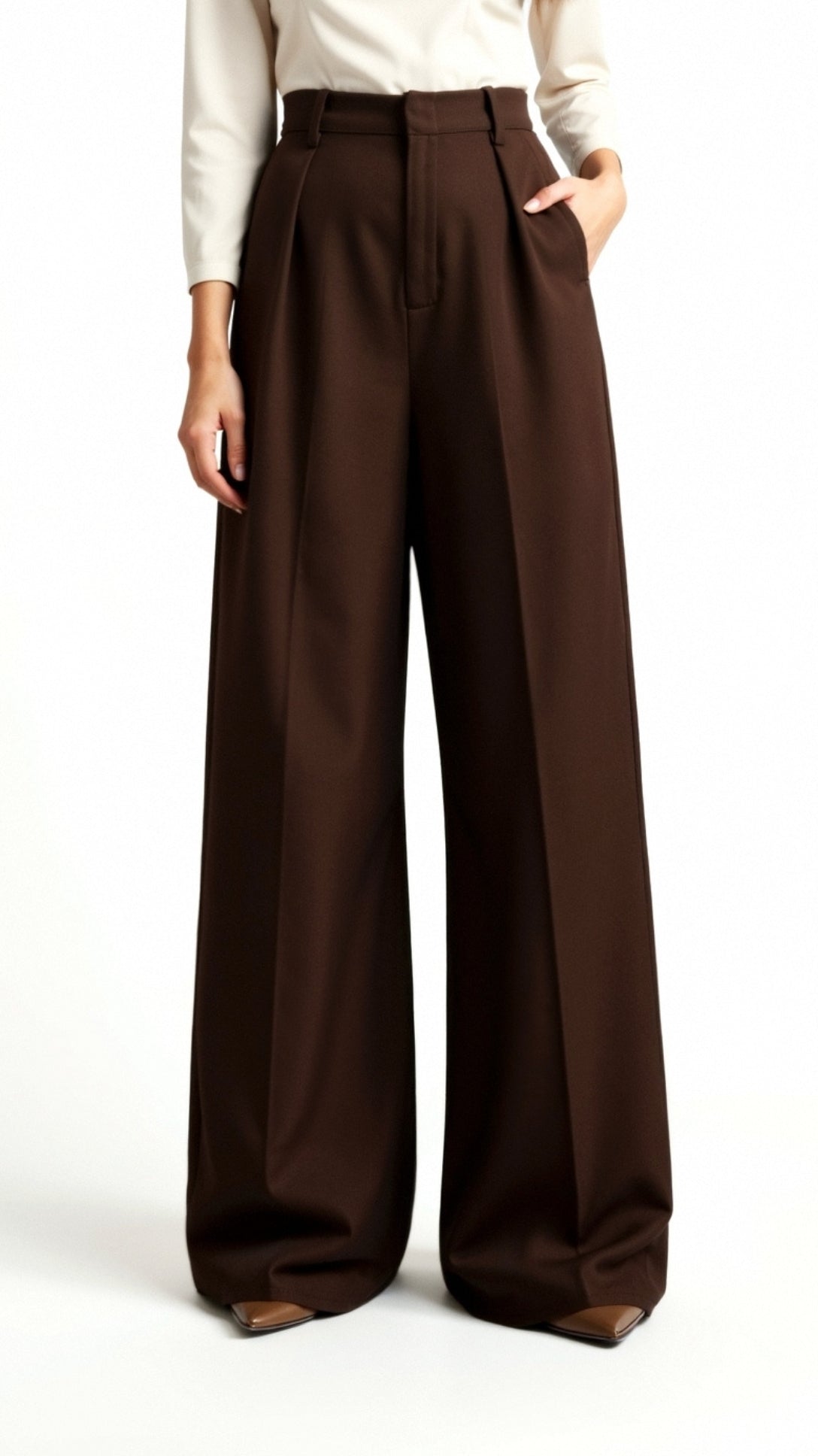 Tailored Wide-Leg Trousers with Refined Draping
