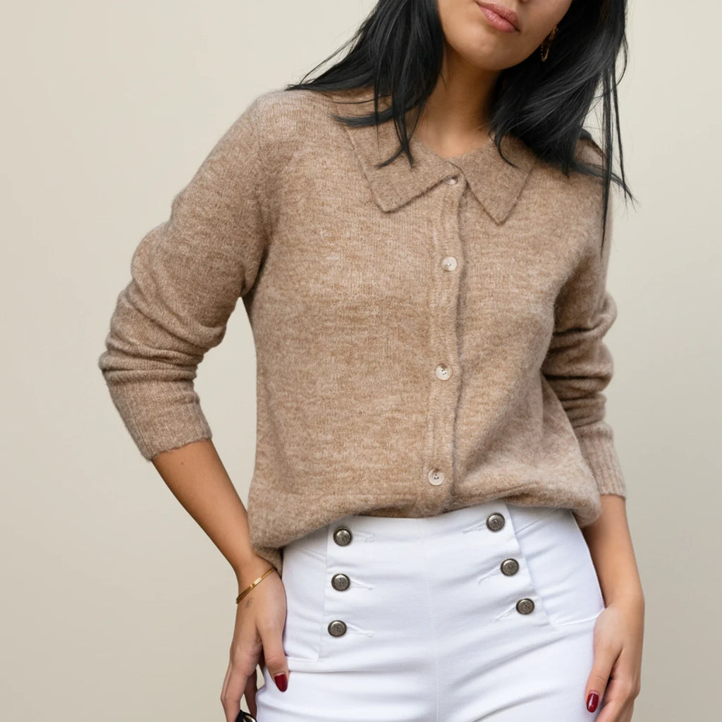 Refined Collared Knit Cardigan